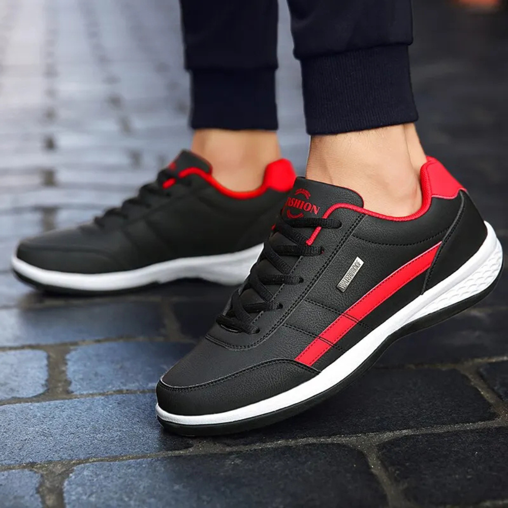Sneakers heren van leer met veters en dikke zool 5