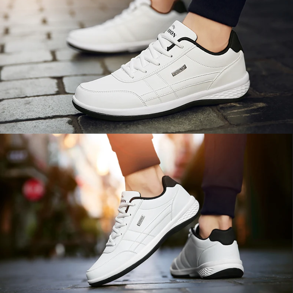 Sneakers heren van leer met veters en dikke zool 6