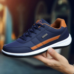 Sneakers heren van leer met veters en dikke zool 8