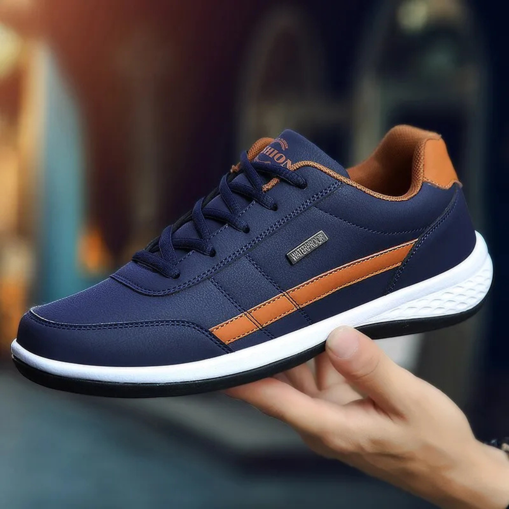 Sneakers heren van leer met veters en dikke zool 8