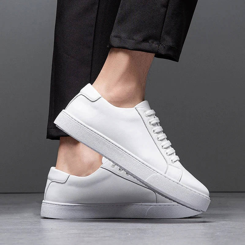 Sneakers heren van leer met veters en witte zool 13
