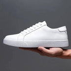 Sneakers heren van leer met veters en witte zool 15