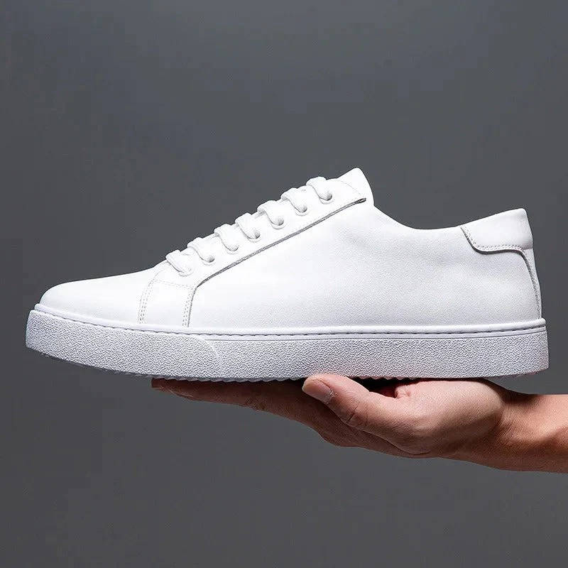 Sneakers heren van leer met veters en witte zool 15