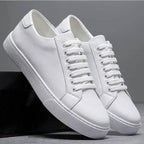 Sneakers heren van leer met veters en witte zool 16