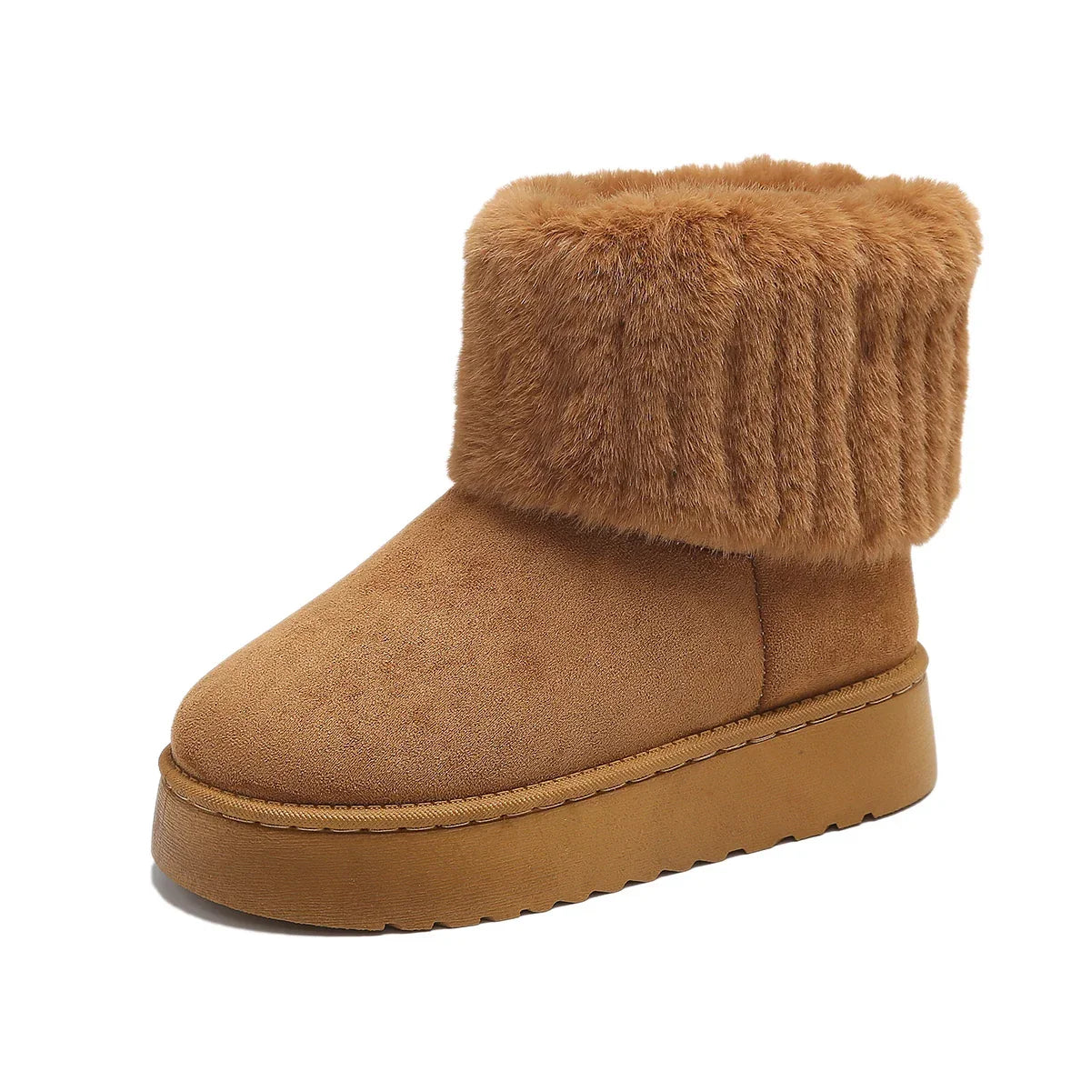 Snowboots dames met warme voering, bontrand en platte zool 1