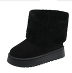 Snowboots dames met warme voering, bontrand en platte zool 2