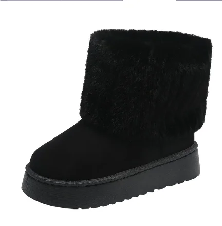 Snowboots dames met warme voering, bontrand en platte zool 2