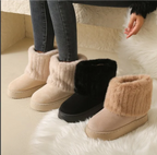 Snowboots dames met warme voering, bontrand en platte zool 5