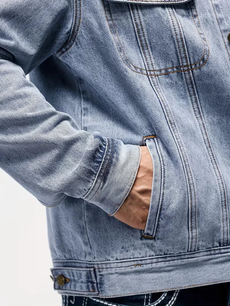 Spijkerjas heren met knoopsluiting en borstzakken 13