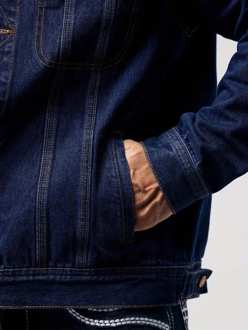 Spijkerjas heren met knoopsluiting en borstzakken 8