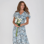 Clarissa - Formele zomerse maxi jurk met bloemenprint dames