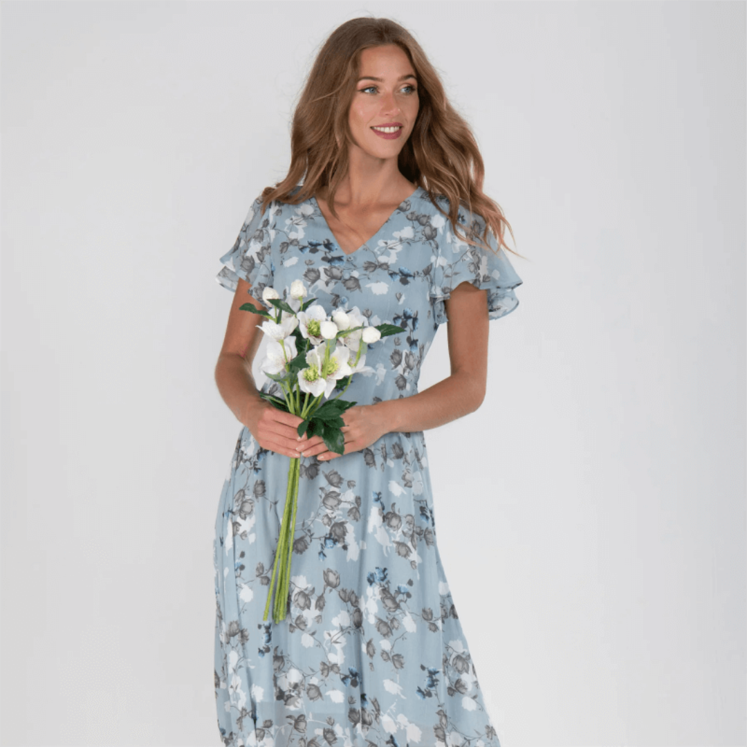 Clarissa - Formele zomerse maxi jurk met bloemenprint dames