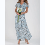Clarissa - Formele zomerse maxi jurk met bloemenprint dames