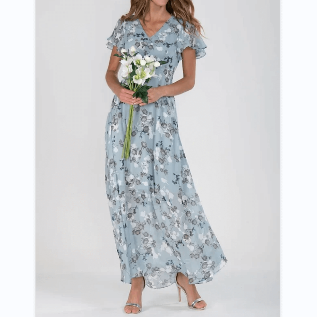 Clarissa - Formele zomerse maxi jurk met bloemenprint dames