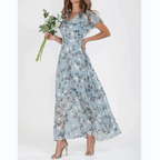 Clarissa - Formele zomerse maxi jurk met bloemenprint dames