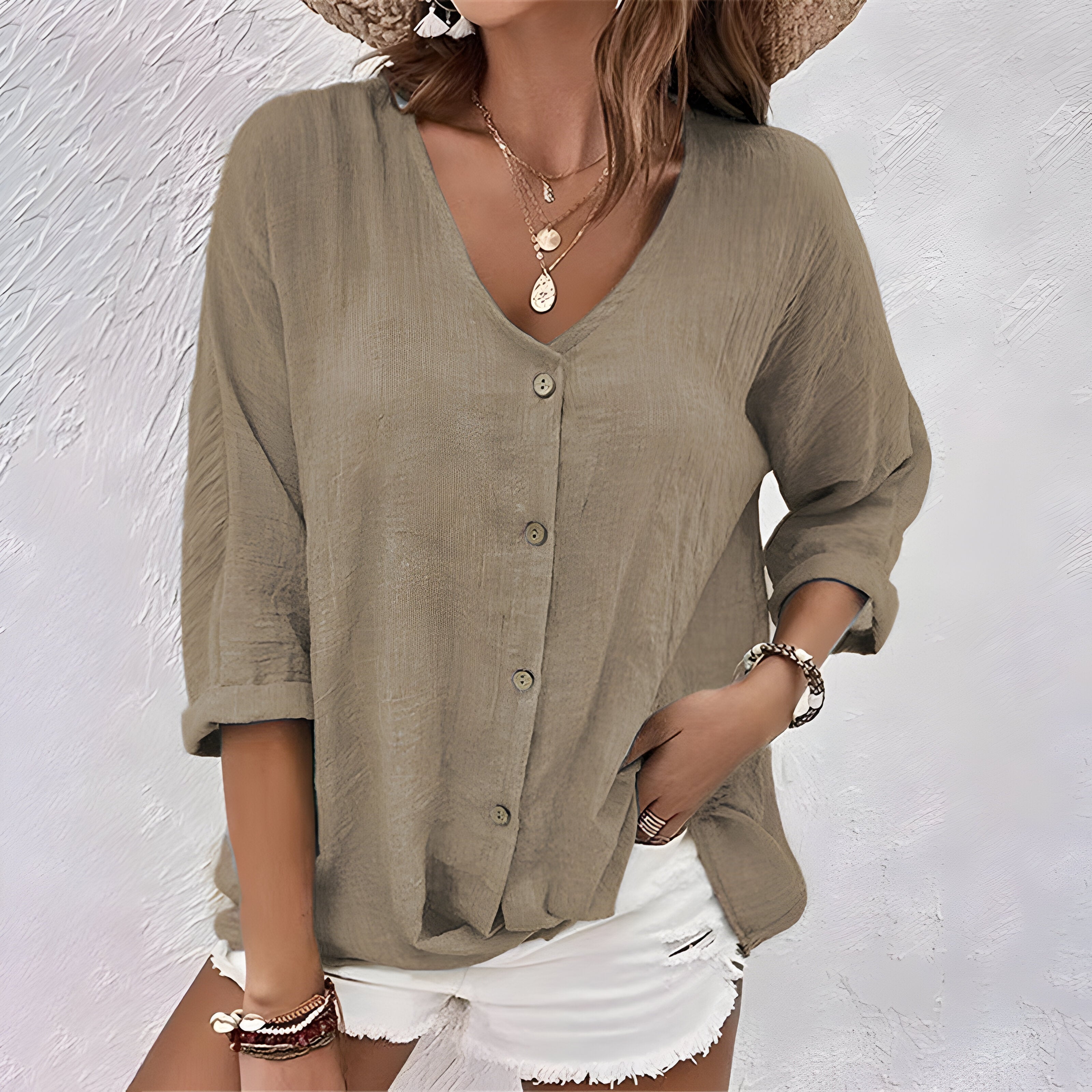 Aurore - Blouse met knopen dames