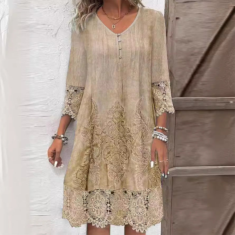 Camille - Midi jurk met bloemenprint dames