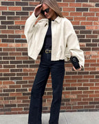 Suède bomber dames oversized met kraag 14