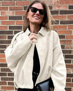 Suède bomber dames oversized met kraag 15