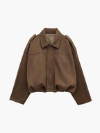Suède bomber dames oversized met kraag 2