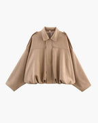 Suède bomber dames oversized met kraag 3