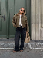 Suède bomber dames oversized met kraag 7