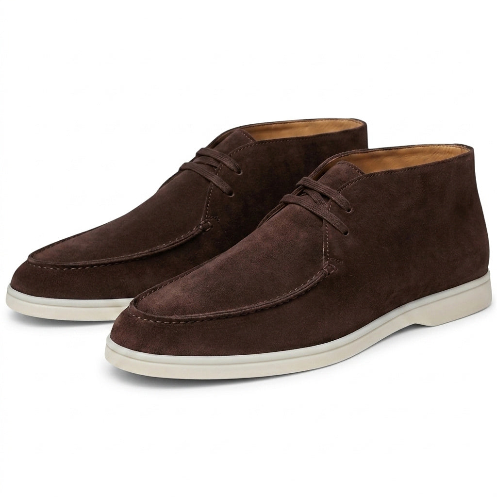 Suède chukka boots heren met mokassinstiksel 1