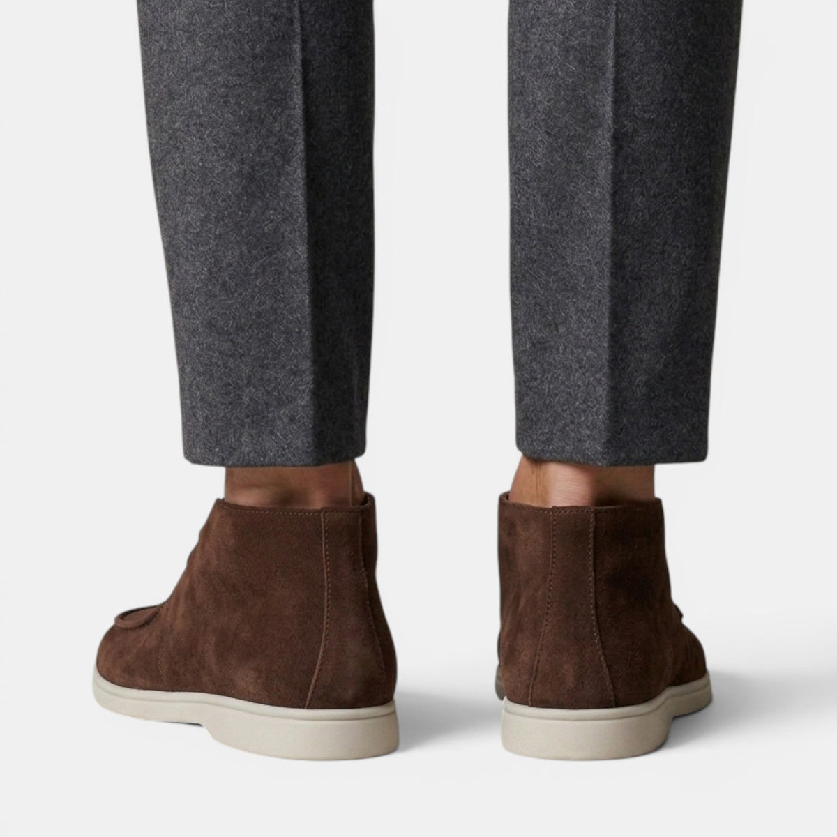 Suède chukka boots heren met mokassinstiksel 5