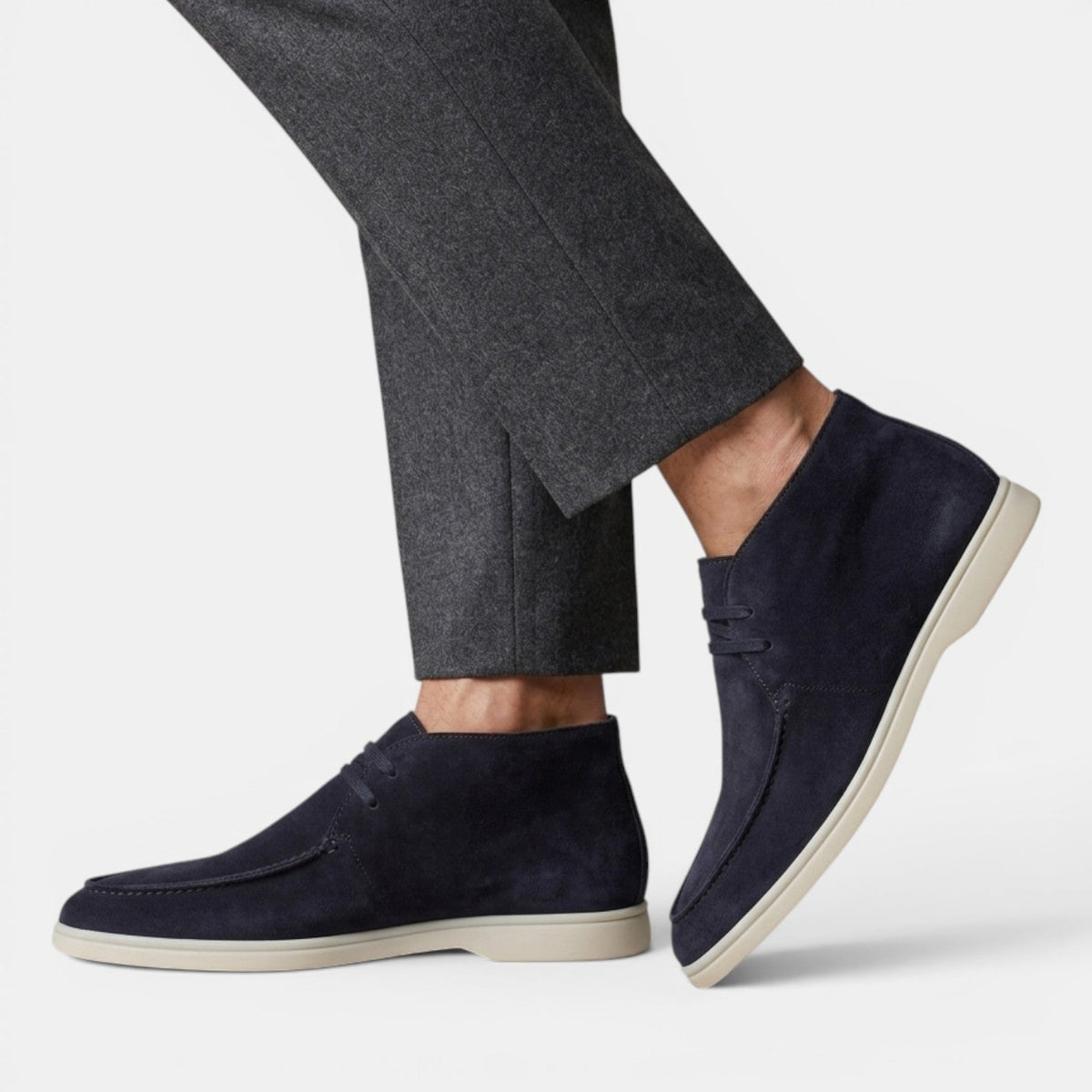 Suède chukka boots heren met mokassinstiksel 6