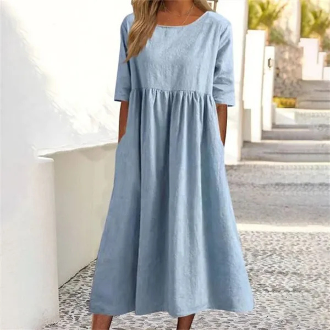 Loredana - Zomerse midi jurk met comfortabele pasvorm dames