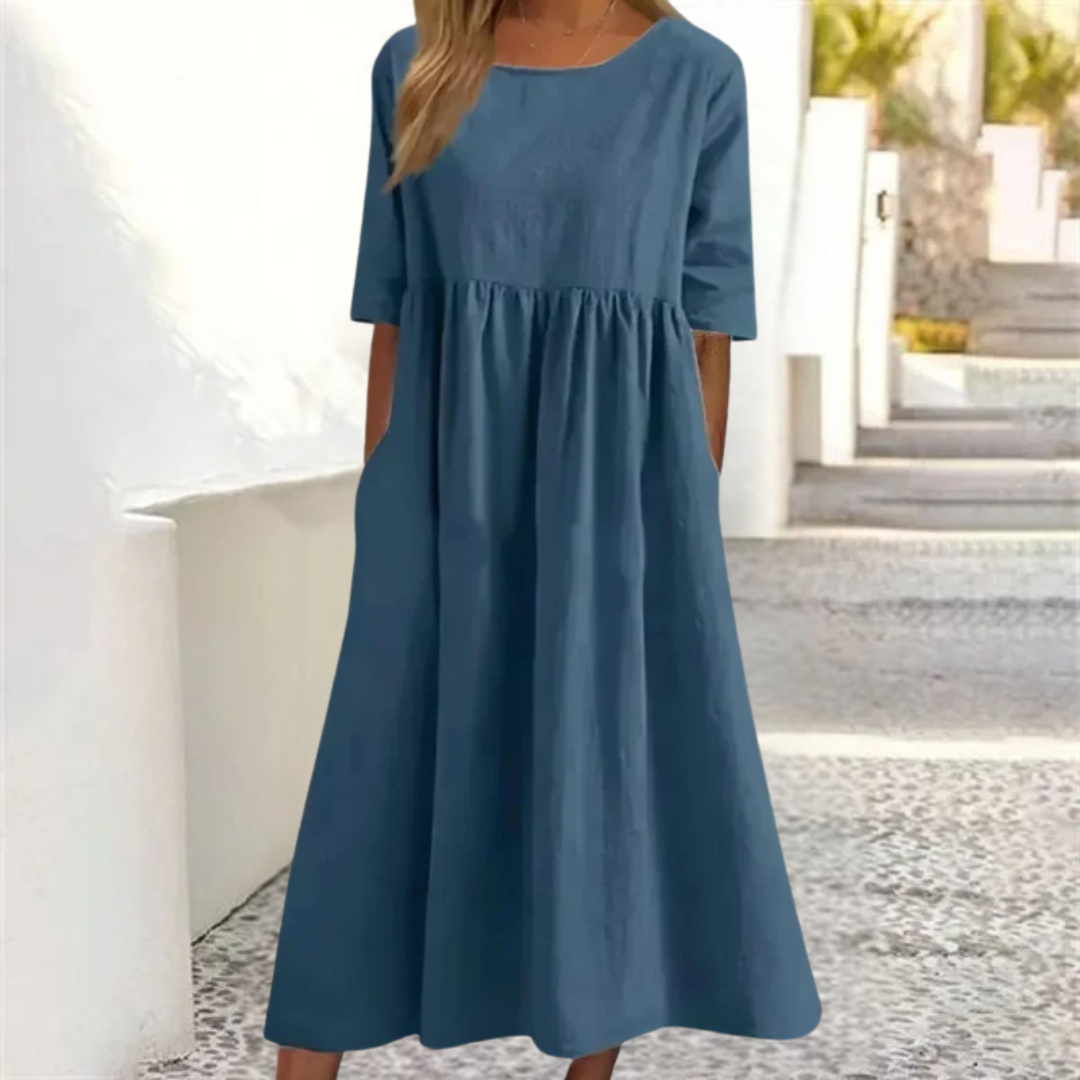 Loredana - Zomerse midi jurk met comfortabele pasvorm dames