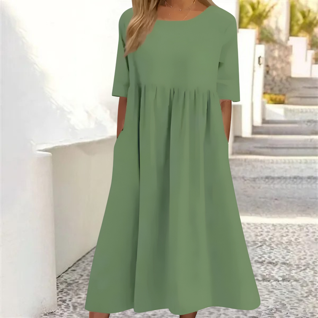 Loredana - Zomerse midi jurk met comfortabele pasvorm dames