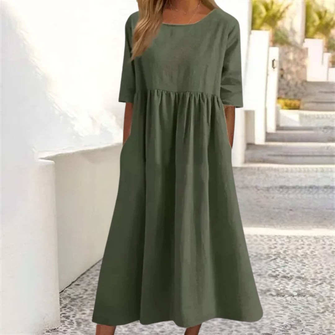Loredana - Zomerse midi jurk met comfortabele pasvorm dames