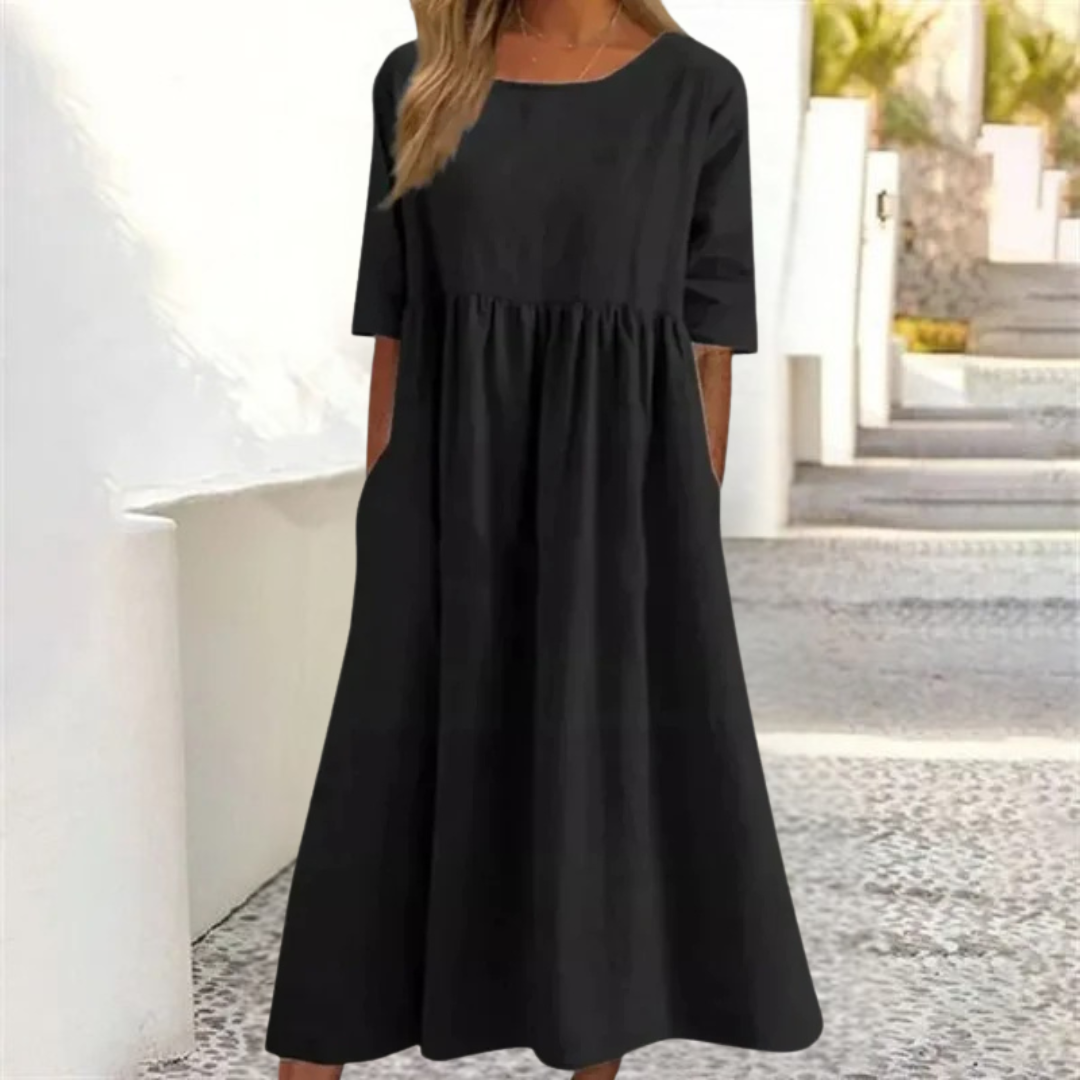Loredana - Zomerse midi jurk met comfortabele pasvorm dames