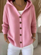 Sweater dames met capuchon en knoopsluiting 1