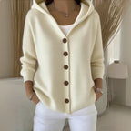 Sweater dames met capuchon en knoopsluiting 2