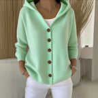 Sweater dames met capuchon en knoopsluiting 3