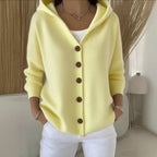 Sweater dames met capuchon en knoopsluiting 4