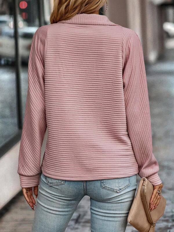 Sweater dames met halve rits, gestructureerd materiaal en losse pasvorm 10