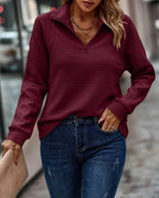Sweater dames met halve rits, gestructureerd materiaal en losse pasvorm 5