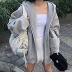 Sweater dames oversized met capuchon en rits 1