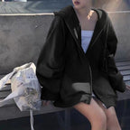 Sweater dames oversized met capuchon en rits 2