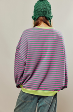Sweater dames oversized met strepen en lange mouwen 10