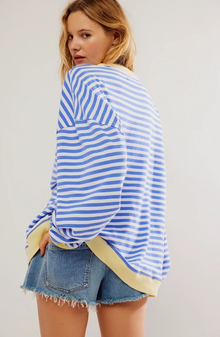 Sweater dames oversized met strepen en lange mouwen 11