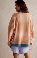 Sweater dames oversized met strepen en lange mouwen 12