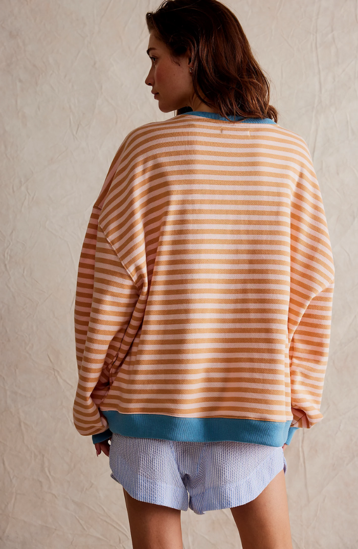 Sweater dames oversized met strepen en lange mouwen 12