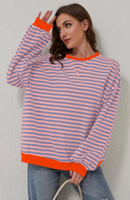 Sweater dames oversized met strepen en lange mouwen 6