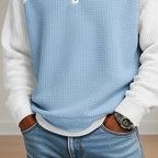 Sweater heren met korte rits, opstaande kraag en wafelstructuur 10