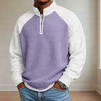 Sweater heren met korte rits, opstaande kraag en wafelstructuur 3