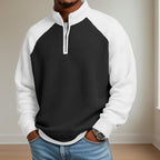 Sweater heren met korte rits, opstaande kraag en wafelstructuur 4